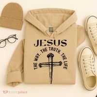 Jesus Way Truth Life Crucified Hoodie thumb 4