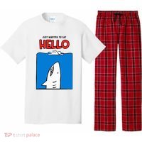 Just Wanted To Say Hello Funny Shark Pajama Set thumb 0