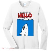 Just Wanted To Say Hello Funny Shark Women's Long Sleeve Shirt thumb 0