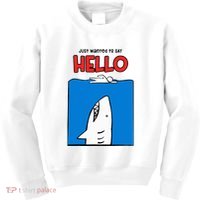 Just Wanted To Say Hello Funny Shark Kids Sweatshirt thumb 0