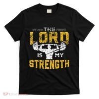 Jesus Workout The Lord Is My Strength Christian Gym T-Shirt thumb 0