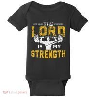 Jesus Workout The Lord Is My Strength Christian Gym Baby Bodysuit thumb 0