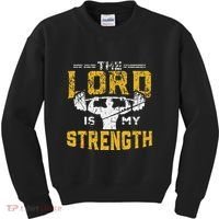 Jesus Workout The Lord Is My Strength Christian Gym Kids Sweatshirt thumb 0