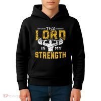 Jesus Workout The Lord Is My Strength Christian Gym Kids Hoodie thumb 4