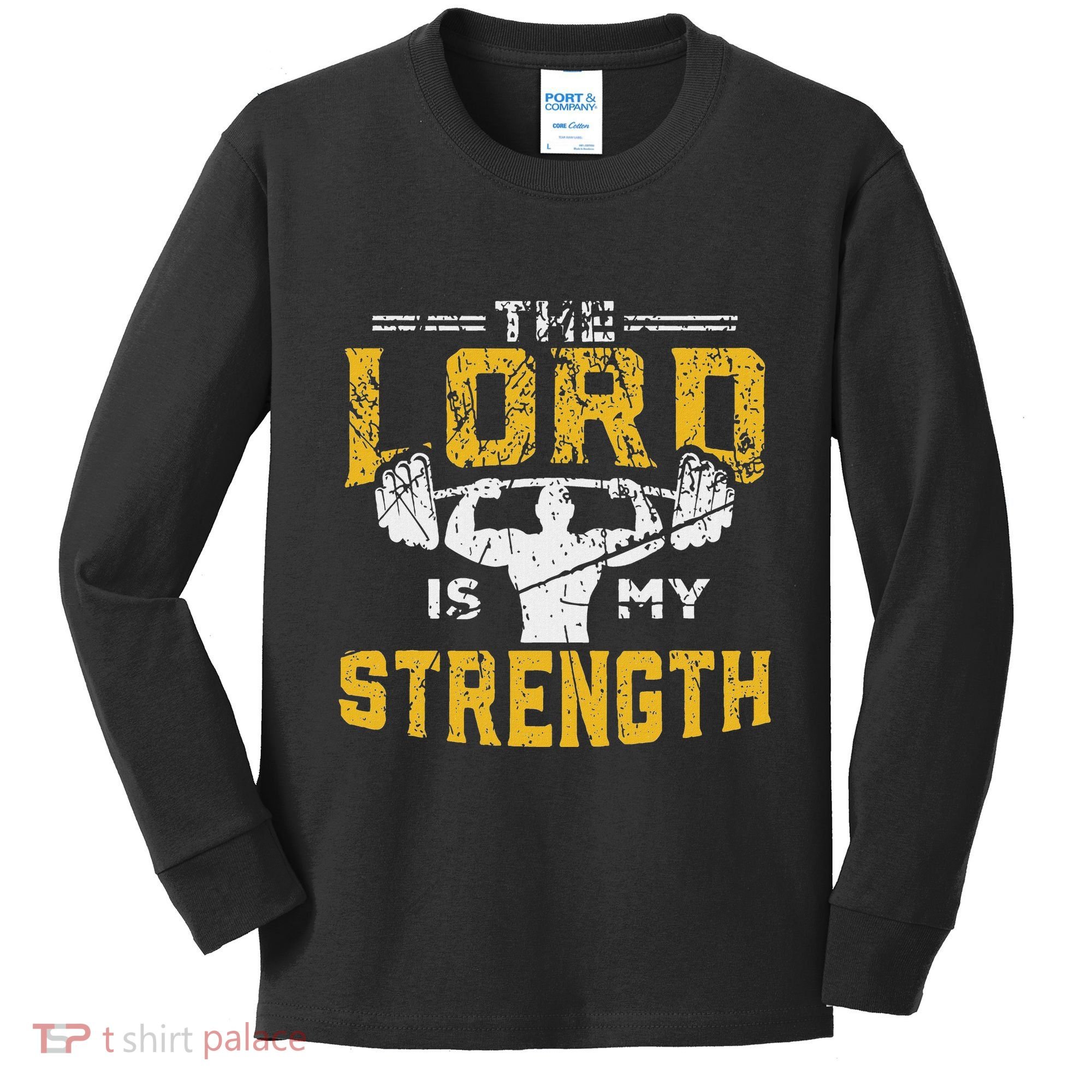 Jesus Workout The Lord Is My Strength Christian Gym Kids Long Sleeve Shirt