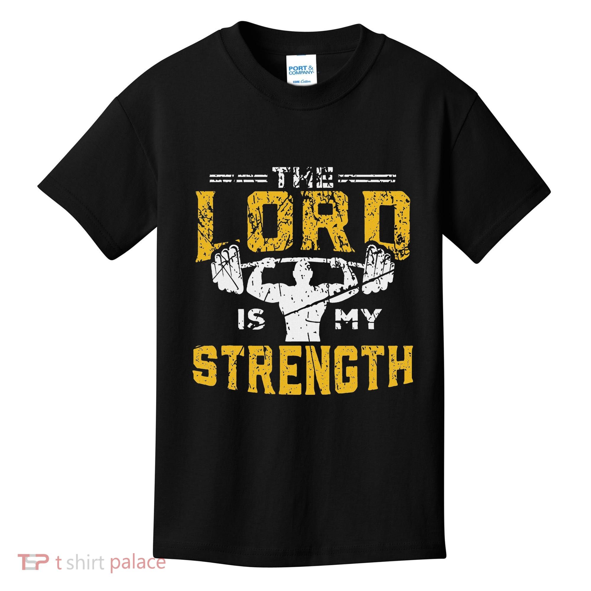 Jesus Workout The Lord Is My Strength Christian Gym Kids T-Shirt