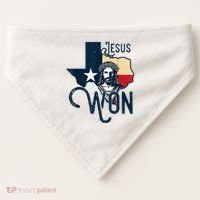 Jesus Won Texas Christianity Religion Jesus Won Texas USA-Made Doggie Bandana thumb 0