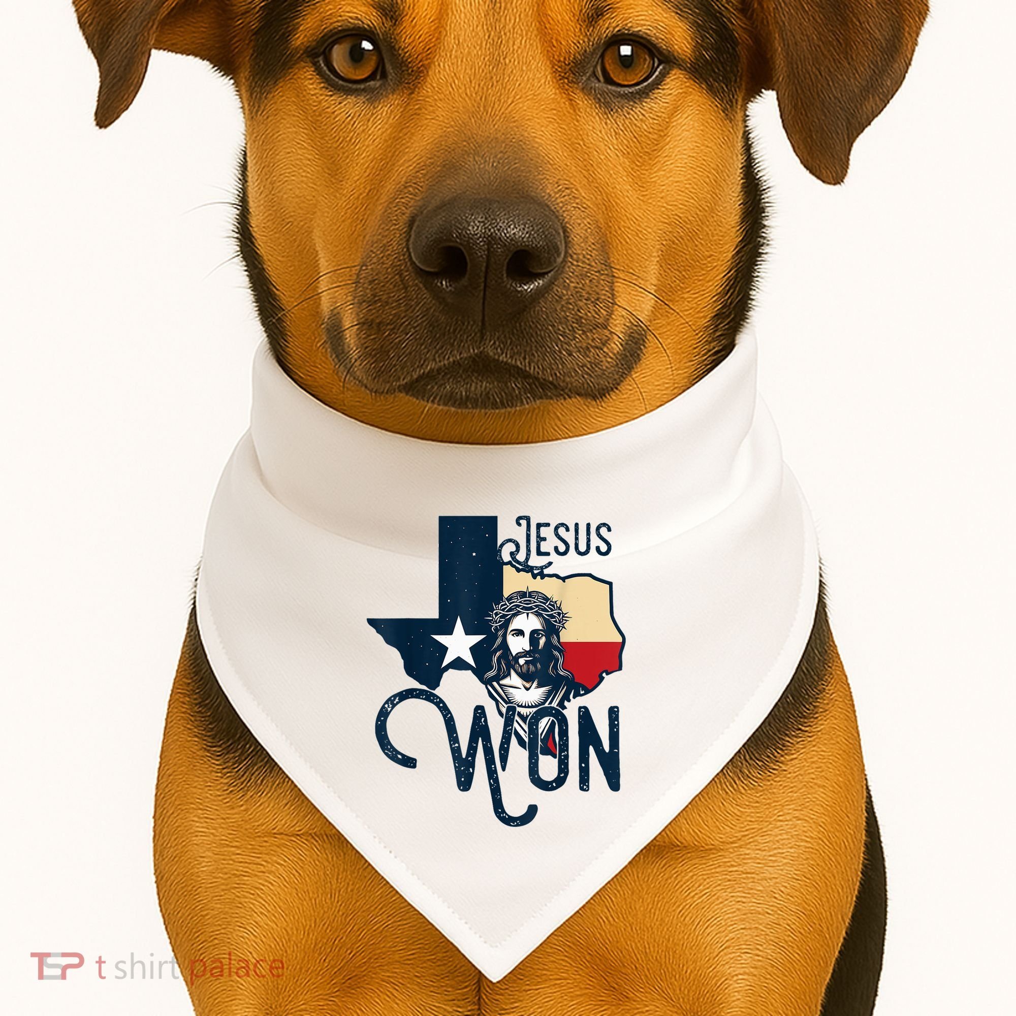 Jesus Won Texas Christianity Religion Jesus Won Texas USA-Made Doggie Bandana