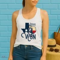 Jesus Won Texas Christianity Religion Jesus Won Texas Women's Tank Top thumb 2