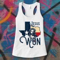Jesus Won Texas Christianity Religion Jesus Won Texas Women's Tank Top thumb 3