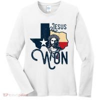 Jesus Won Texas Christianity Religion Jesus Won Texas Women's Long Sleeve Shirt thumb 0