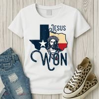 Jesus Won Texas Christianity Religion Jesus Won Texas Women's T-Shirt thumb 3