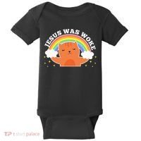 Jesus Was Woke Liberal Christian Baby Bodysuit thumb 0