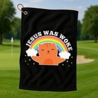 Jesus Was Woke Liberal Christian Golf Towel thumb 1
