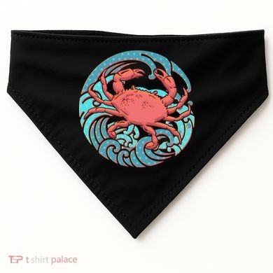 Japanese Water Wave Crab USA-Made Doggie Bandana