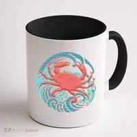 Japanese Water Wave Crab Coffee Mug thumb 1
