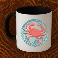 Japanese Water Wave Crab Coffee Mug thumb 2