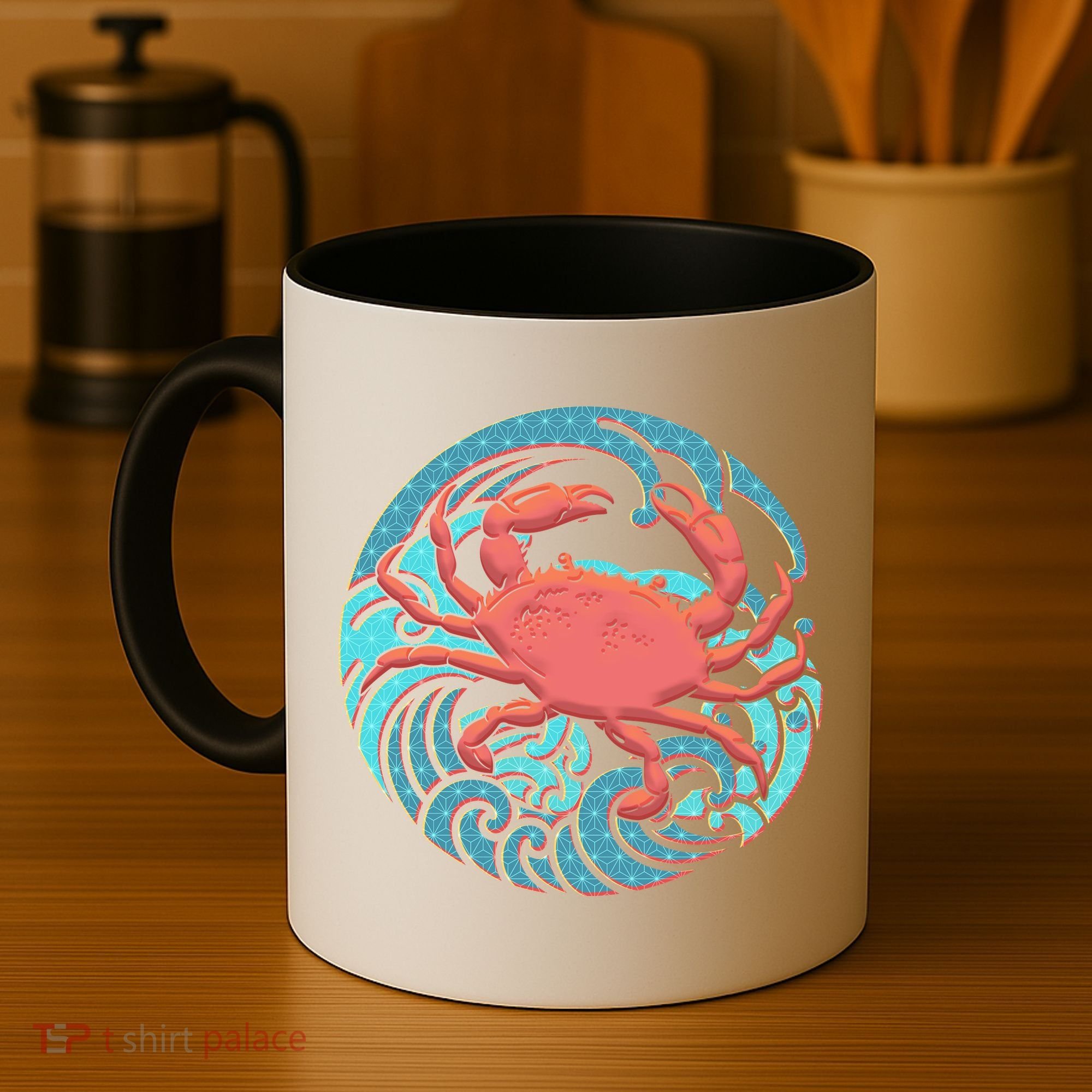 Japanese Water Wave Crab Coffee Mug