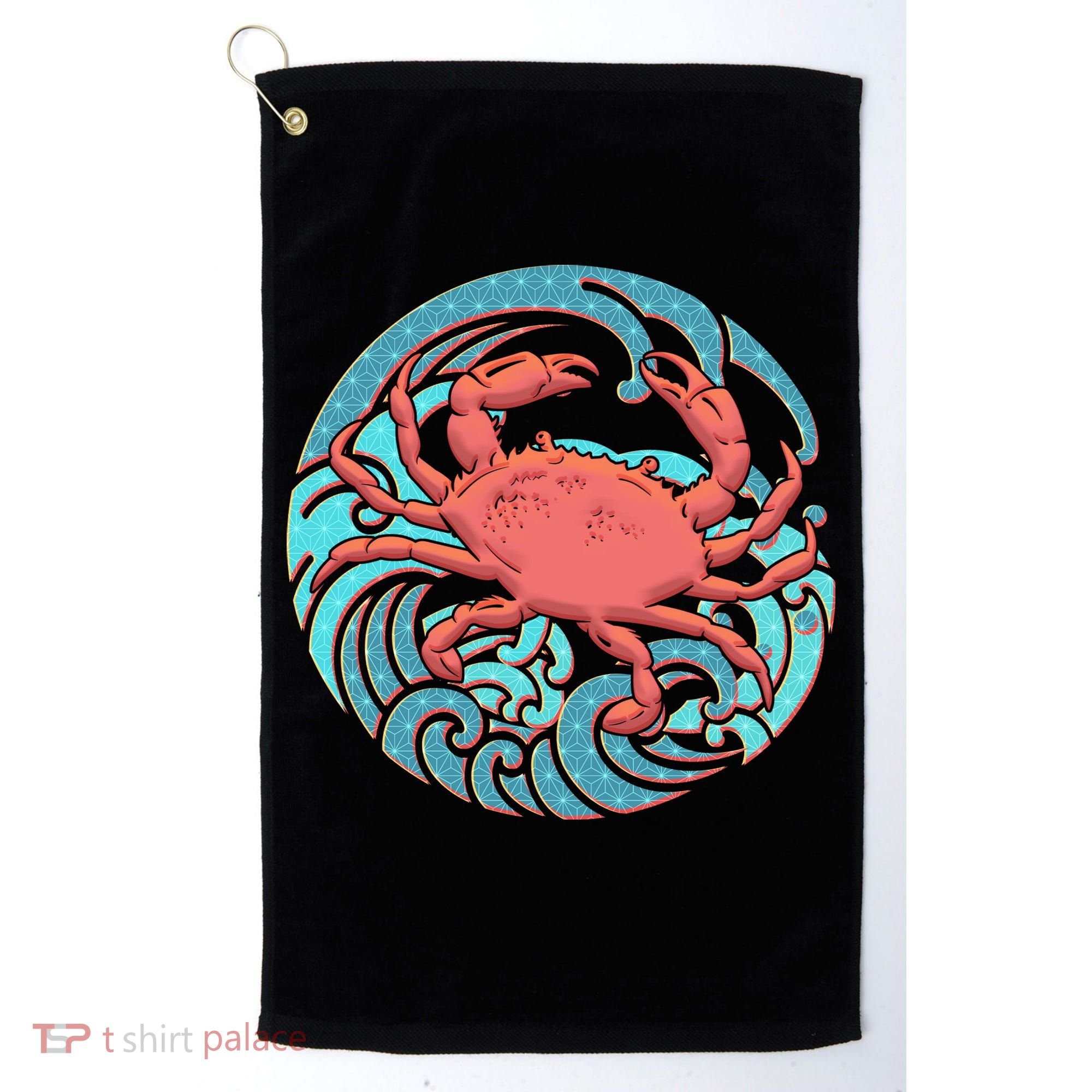 Japanese Water Wave Crab Golf Towel