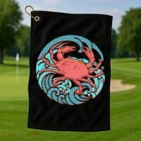 Japanese Water Wave Crab Golf Towel thumb 1