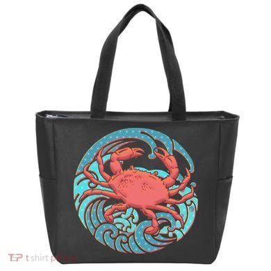 Japanese Water Wave Crab Tote Bag