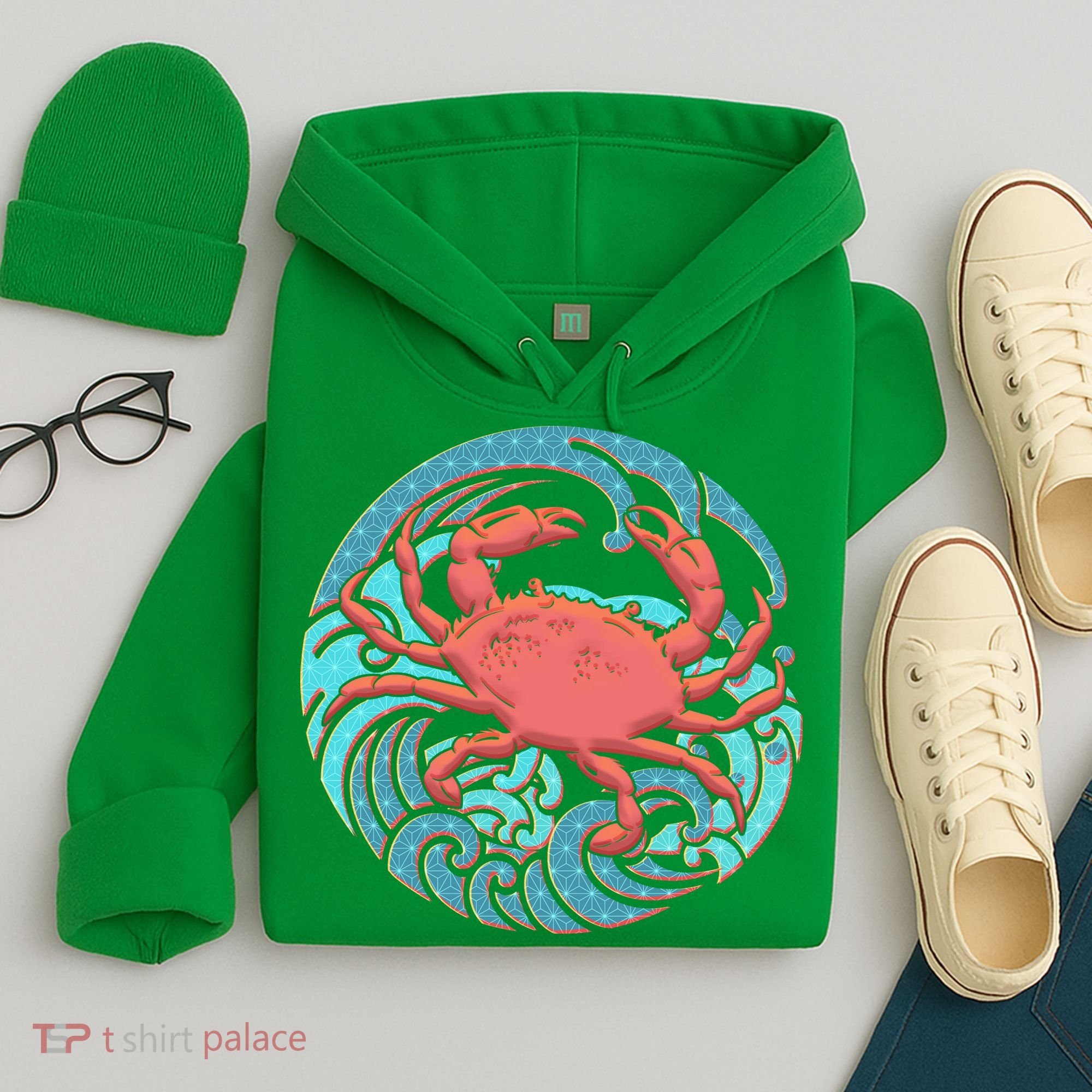 Japanese Water Wave Crab Hoodie