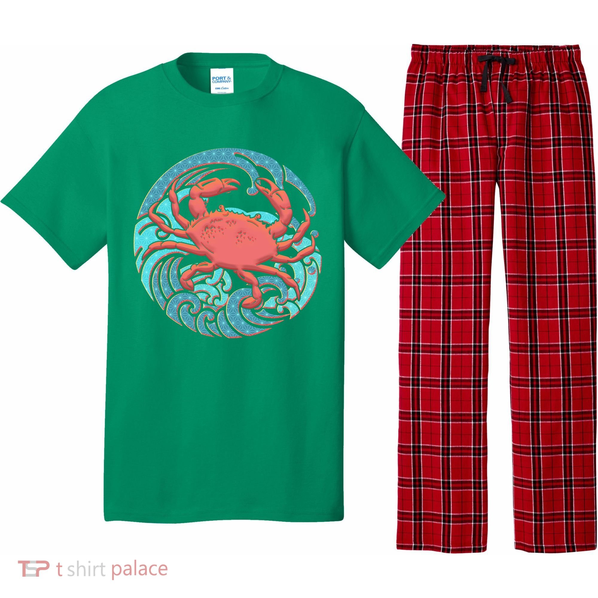 Japanese Water Wave Crab Pajama Set