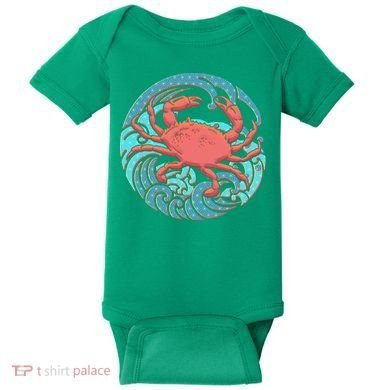 Japanese Water Wave Crab Baby Bodysuit