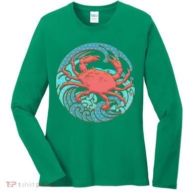 Japanese Water Wave Crab Women's Long Sleeve Shirt