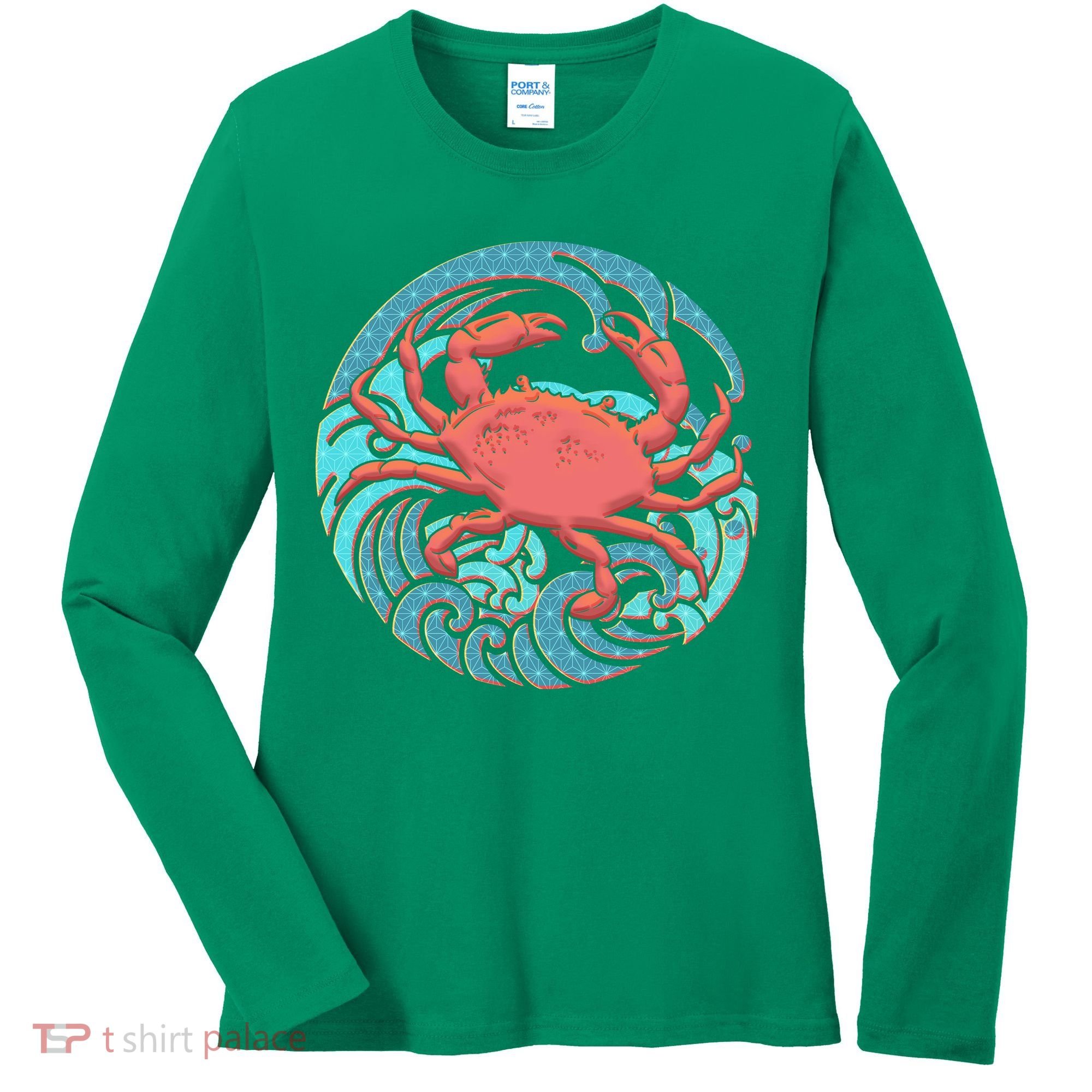 Japanese Water Wave Crab Women's Long Sleeve Shirt