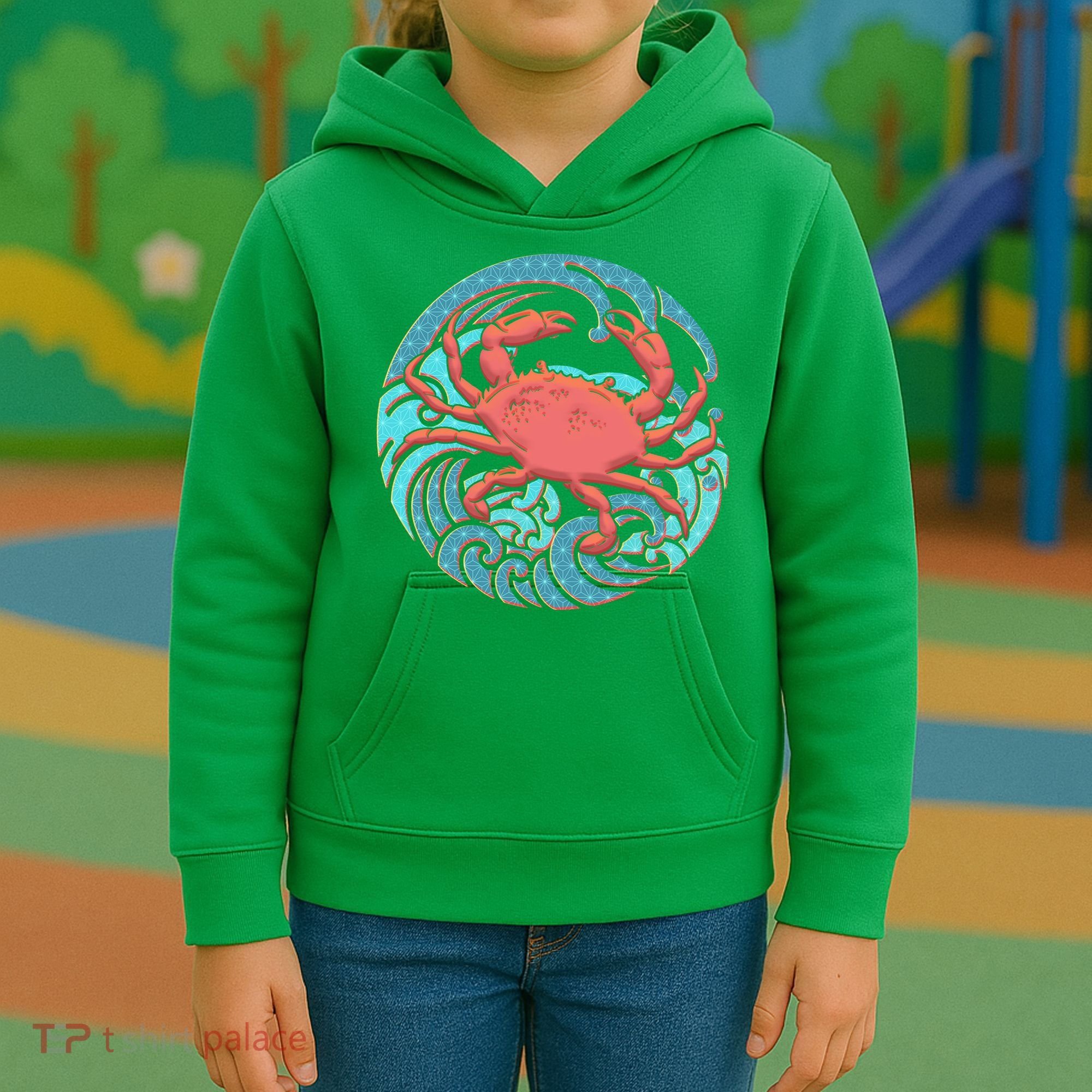 Japanese Water Wave Crab Kids Hoodie