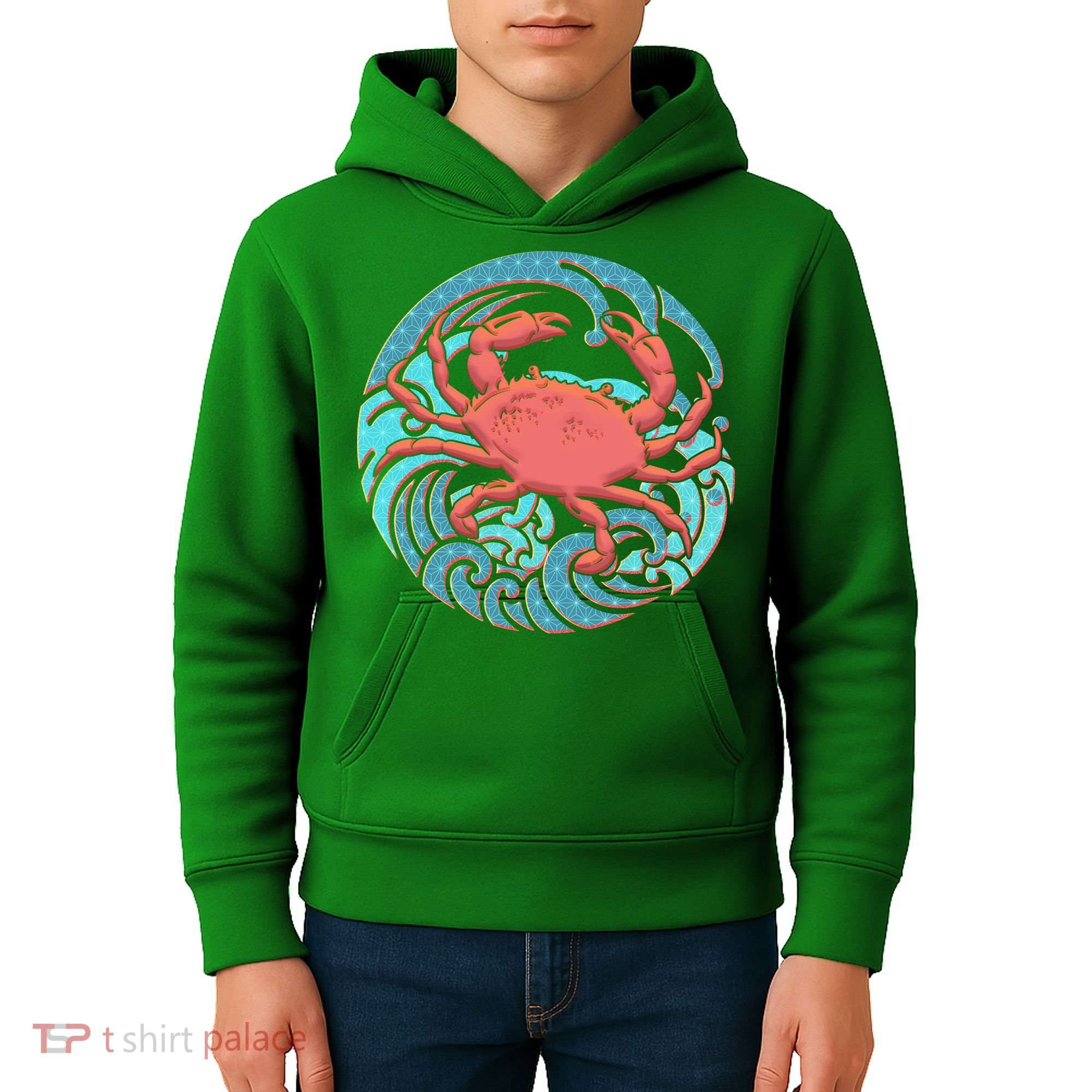 Japanese Water Wave Crab Kids Hoodie