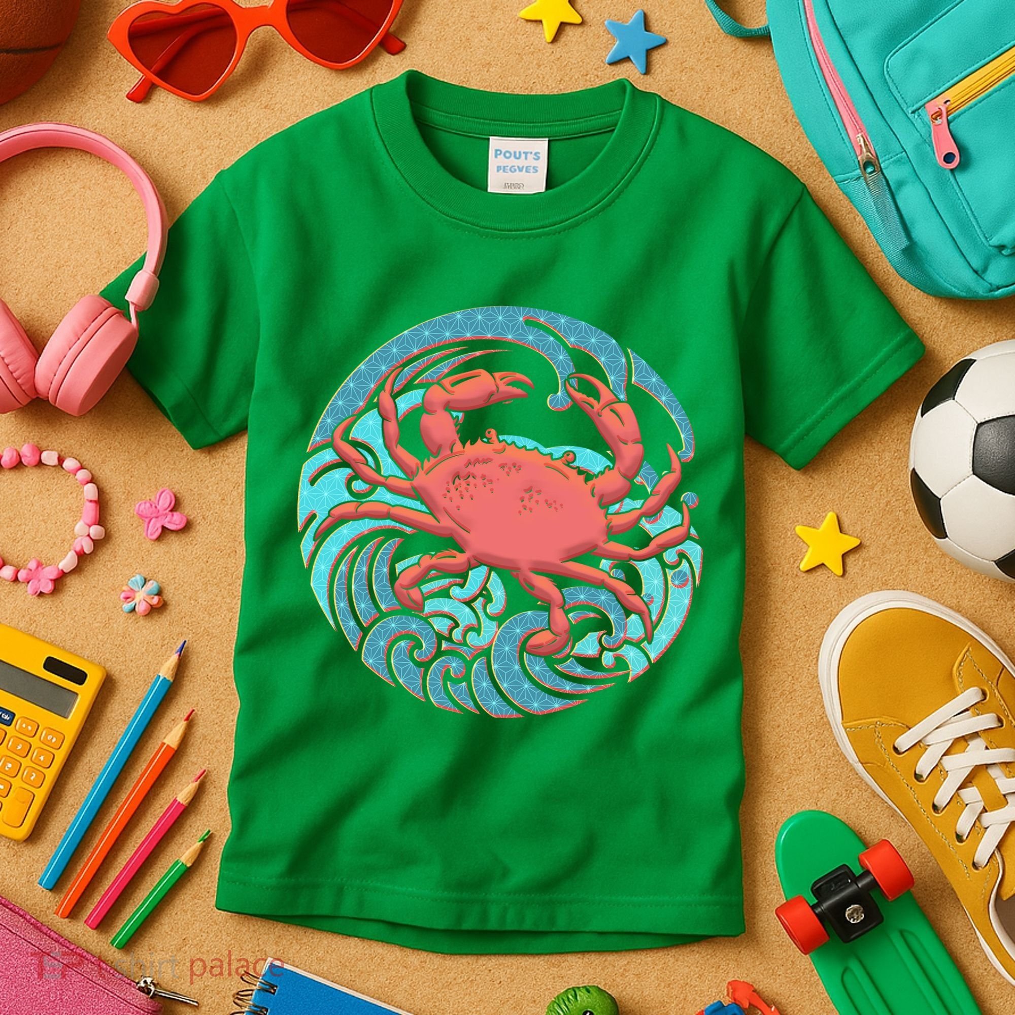 Japanese Water Wave Crab Kids T-Shirt