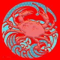 Japanese Water Wave Crab Santa Hat thumb 1