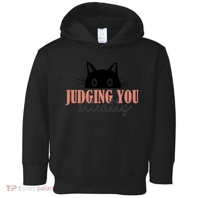 Judging You Silently Funny Black Cat Toddler Hoodie
