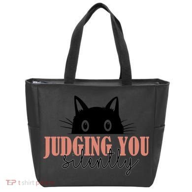Judging You Silently Funny Black Cat Tote Bag