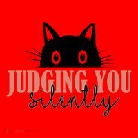 Judging You Silently Funny Black Cat Santa Hat thumb 1