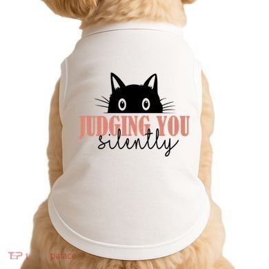 Judging You Silently Funny Black Cat Doggie Tank