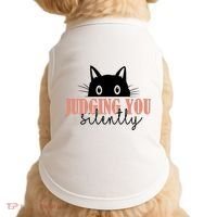 Judging You Silently Funny Black Cat Doggie Tank thumb 0