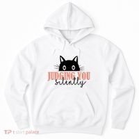 Judging You Silently Funny Black Cat Hoodie thumb 0