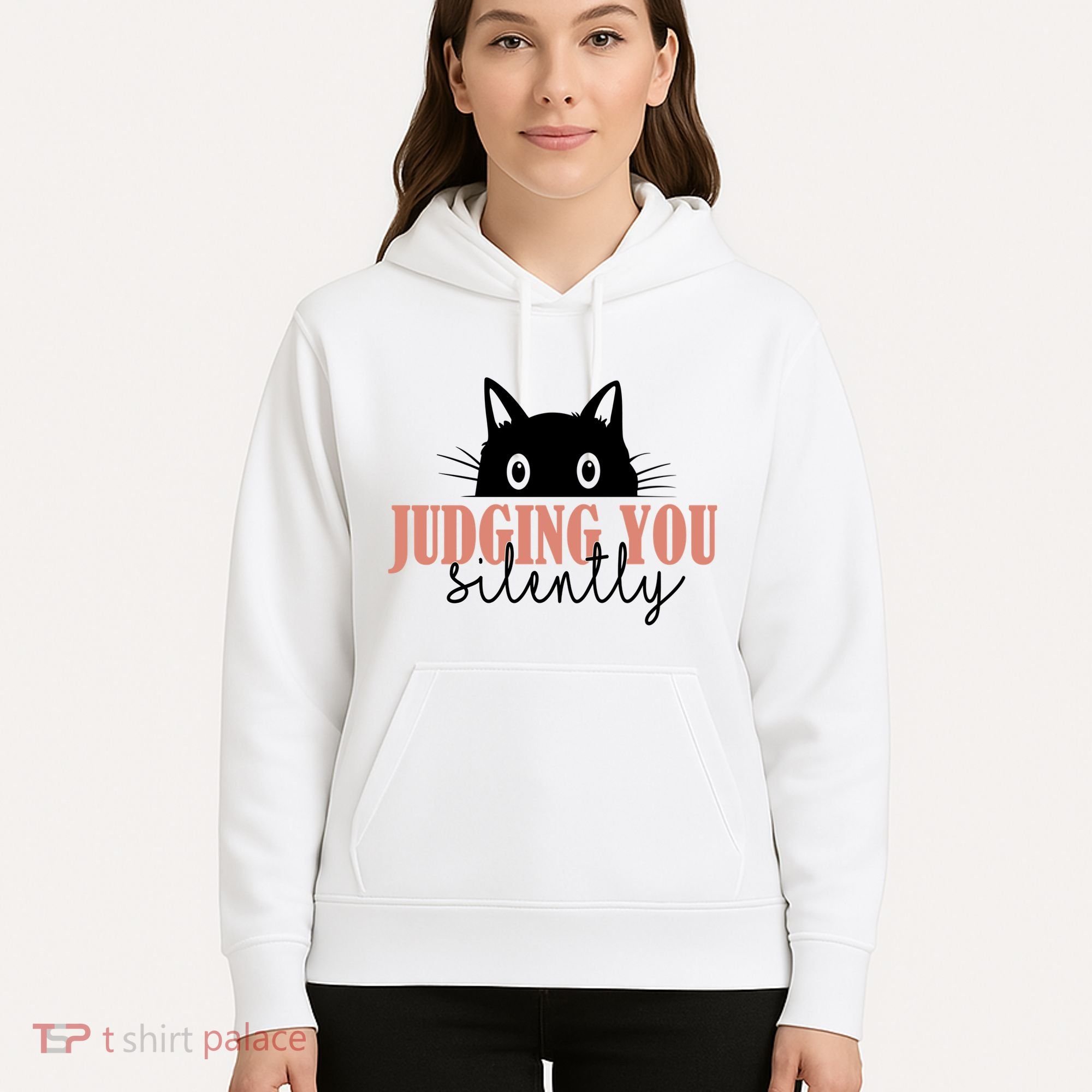Judging You Silently Funny Black Cat Hoodie