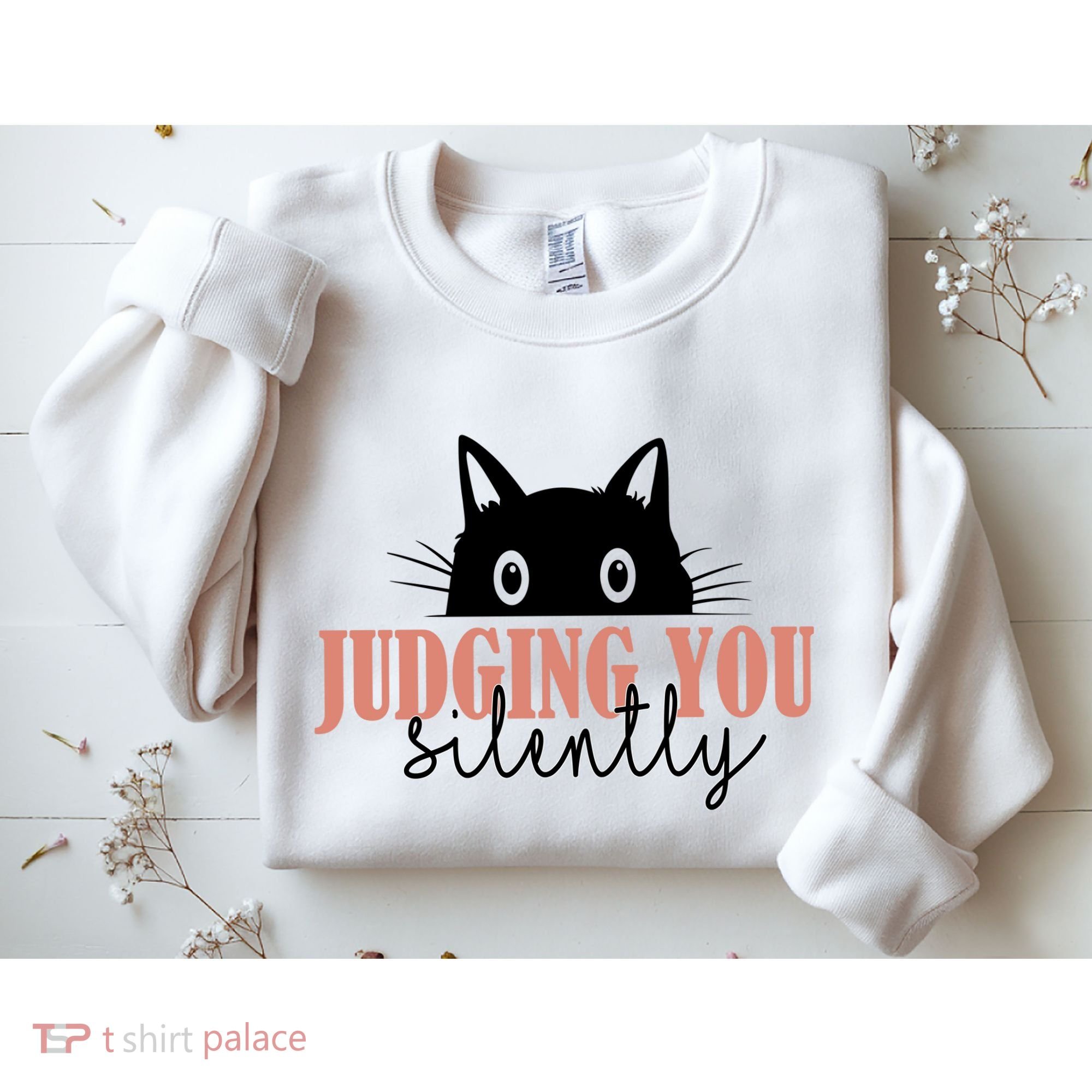 Judging You Silently Funny Black Cat Sweatshirt