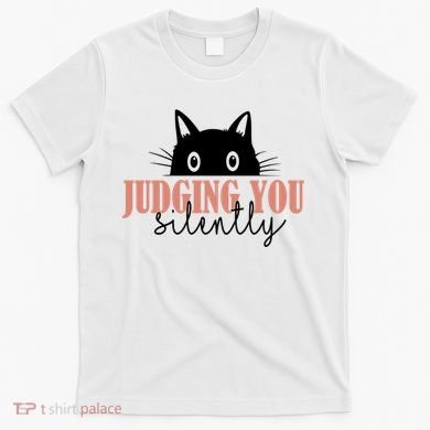 Judging You Silently Funny Black Cat T-Shirt