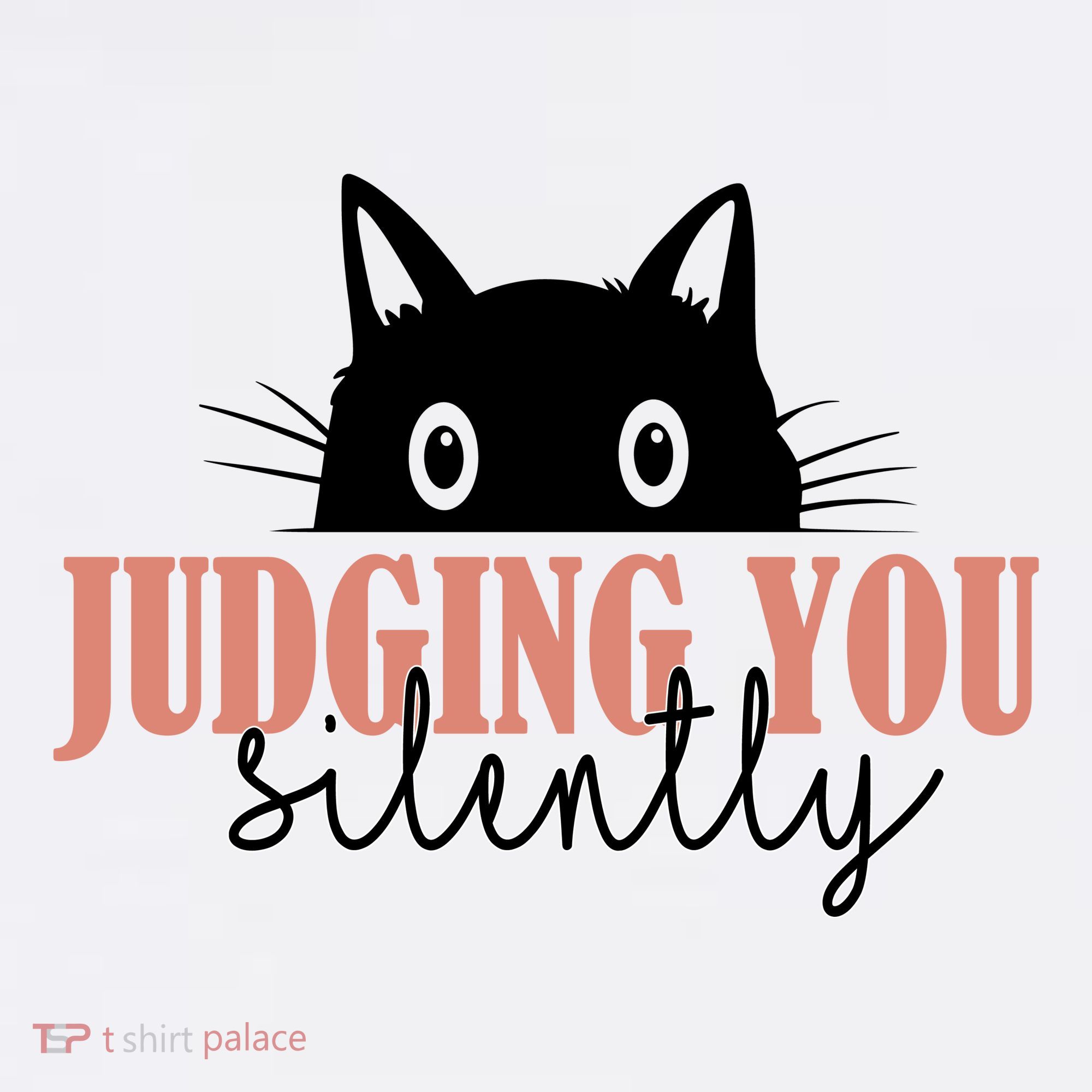 Judging You Silently Funny Black Cat T-Shirt