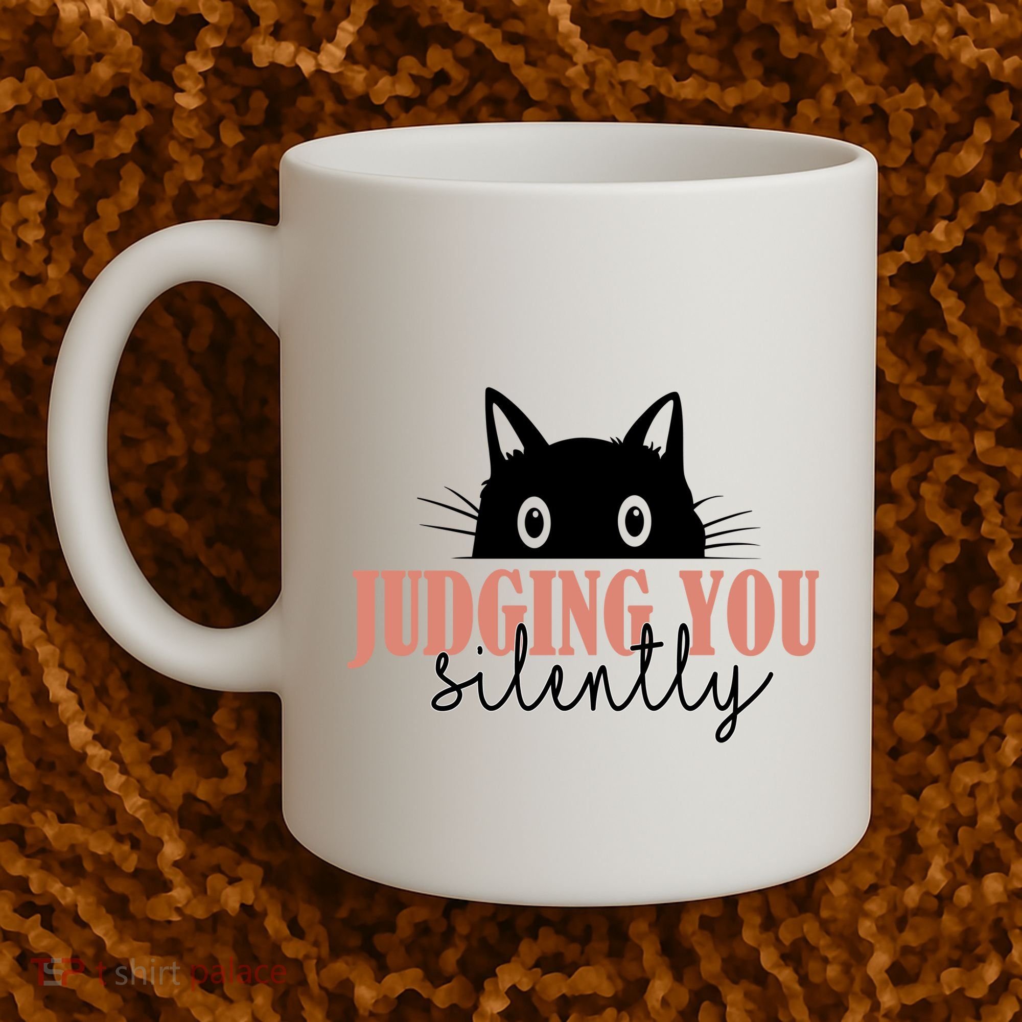 Judging You Silently Funny Black Cat Coffee Mug