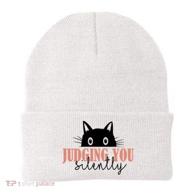 Judging You Silently Funny Black Cat Beanie