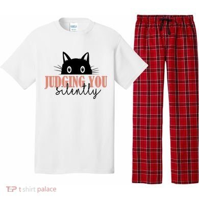 Judging You Silently Funny Black Cat Pajama Set