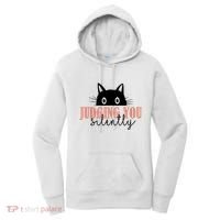 Judging You Silently Funny Black Cat Women's Hoodie thumb 0