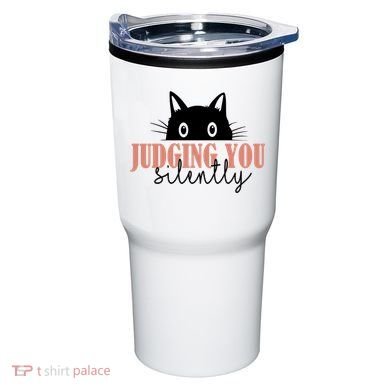 Judging You Silently Funny Black Cat Tumbler