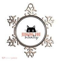 Judging You Silently Funny Black Cat Ornament thumb 0